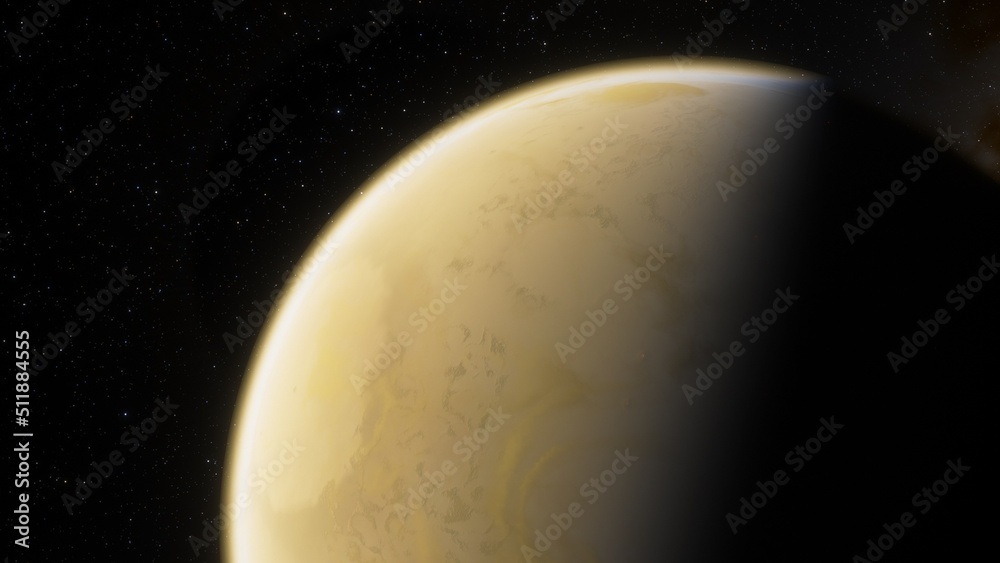 super-earth planet, realistic exoplanet, planet suitable for colonization, earth-like planet in far space, planets background 3d render
