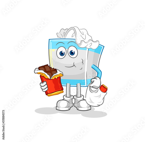 tissue box eat chocolate mascot. cartoon vector