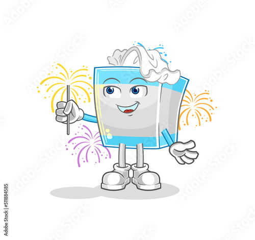 tissue box with fireworks mascot. cartoon vector