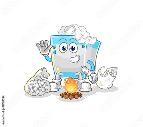 tissue box roasting marshmallows. cartoon mascot vector