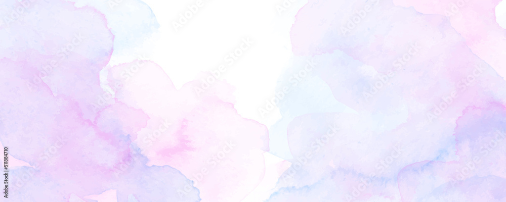 Watercolor vector art background for cards, flyer, poster, banner and cover design. Hand drawn illustration for your design. Place for text. Pink, blue and purple watercolour texture.	