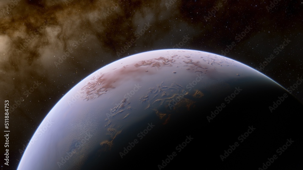 super-earth planet, realistic exoplanet, planet suitable for colonization, earth-like planet in far space, planets background 3d render
super-earth planet, realistic exoplanet, planet suitable for colonization, earth-like planet in far space, planets background 3d render