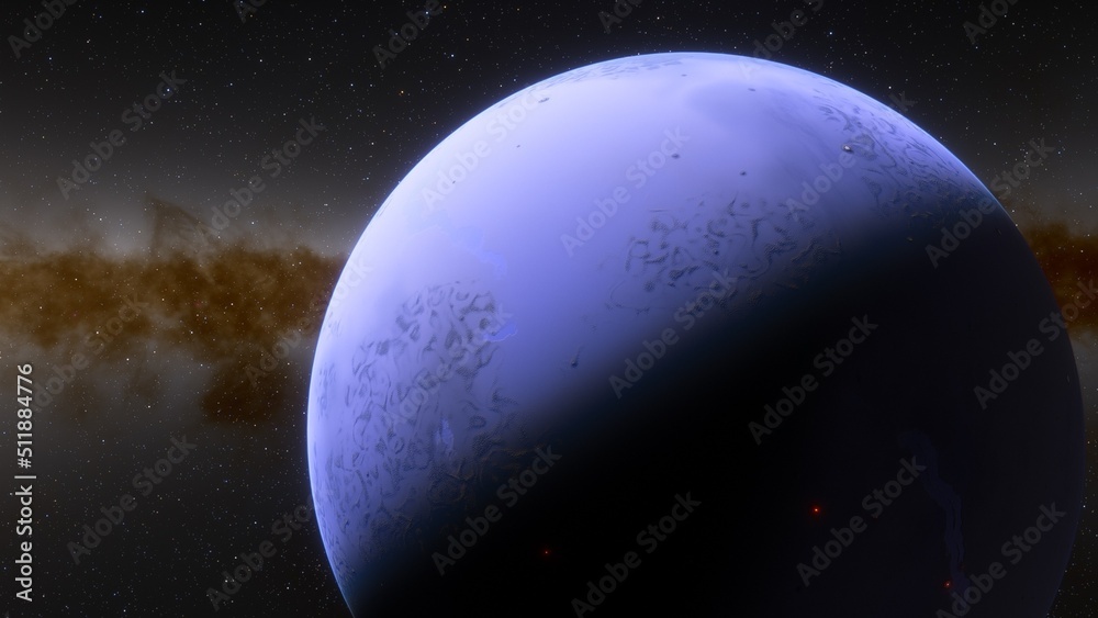 Naklejka premium super-earth planet, realistic exoplanet, planet suitable for colonization, earth-like planet in far space, planets background 3d render 