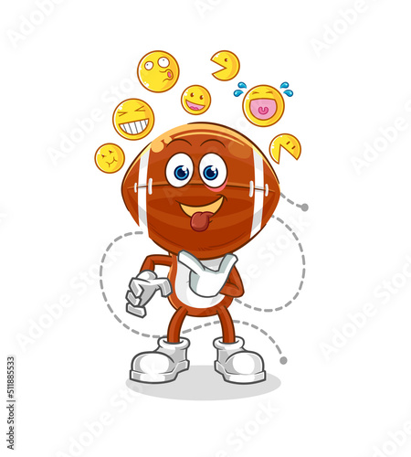 rugby head laugh and mock character. cartoon mascot vector