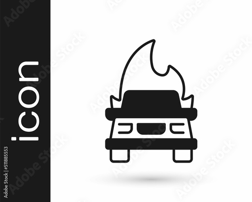 Stampa su tela Black Burning car icon isolated on white background