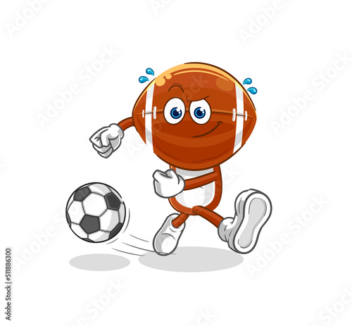 rugby head kicking the ball cartoon. cartoon mascot vector