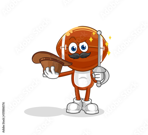 rugby head fencer character. cartoon mascot vector