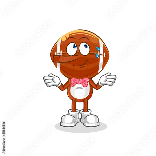 rugby head lie like Pinocchio character. cartoon mascot vector