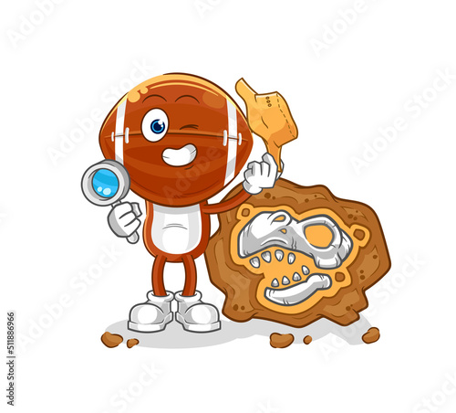 rugby head archaeologists with fossils mascot. cartoon vector