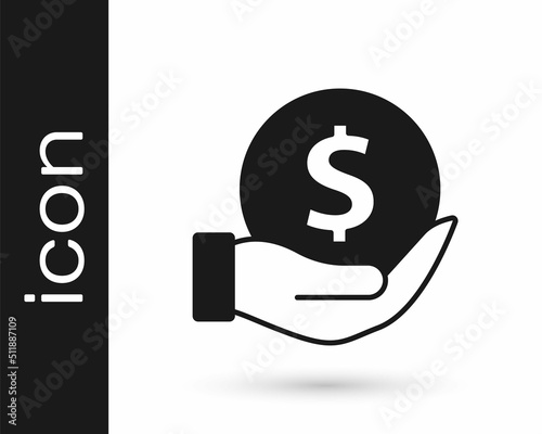 Black Money with shield icon isolated on white background. Insurance concept. Security, safety, protection, protect concept. Vector