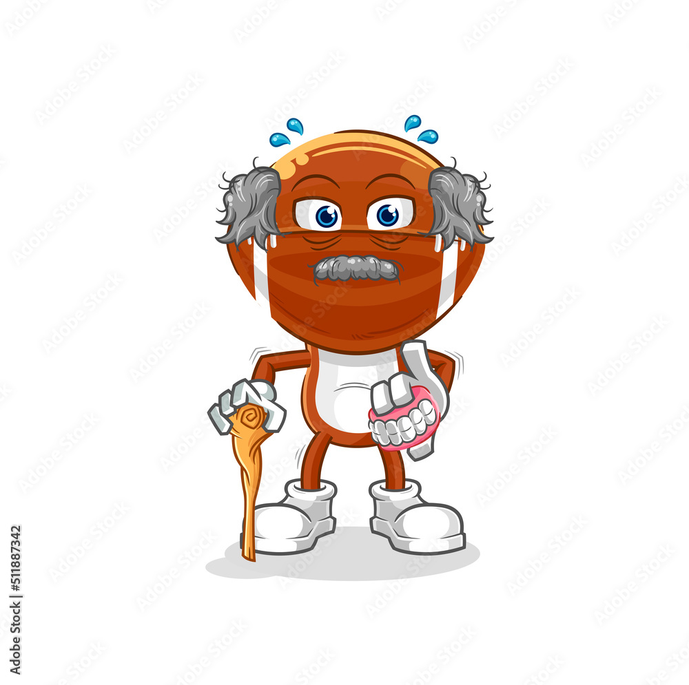 rugby head white haired old man. character vector