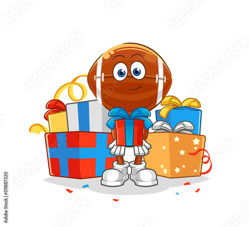 Wallpaper Mural rugby head give gifts mascot. cartoon vector Torontodigital.ca