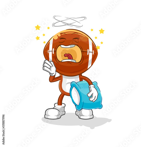 rugby head yawn character. cartoon mascot vector