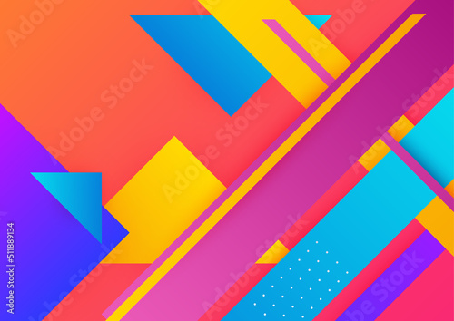 Colorful gradient geometric abstract shape background. Memphis background texture for poster cover design. Minimal color gradient banner template. Modern vector shape for banner  poster  social media