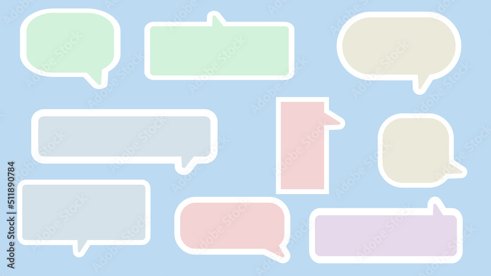 collection of cute pastel speech bubble, conversation box, chat box, thinking balloons, and message box on white background perfect for your design collection of cute pastel speech bubble, conversation box, chat box, thinking balloons, and message box on white background perfect for your design