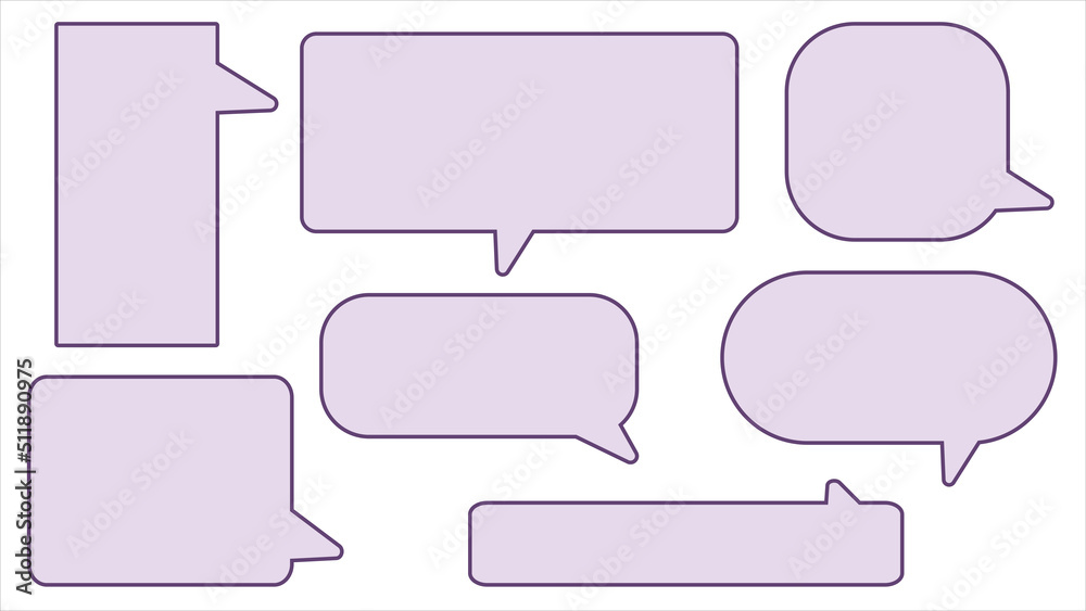 set of blank purple speech bubble, conversation box, frame talk, chat box, speaking thinking balloons, and message box on white background perfect for your design set of blank purple speech bubble, conversation box, frame talk, chat box, speaking thinking balloons, and message box on white background perfect for your design