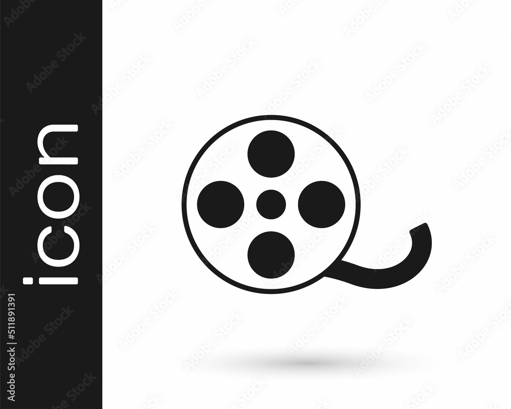 Black Film reel icon isolated on white background. Vector Black Film reel icon isolated on white background. Vector