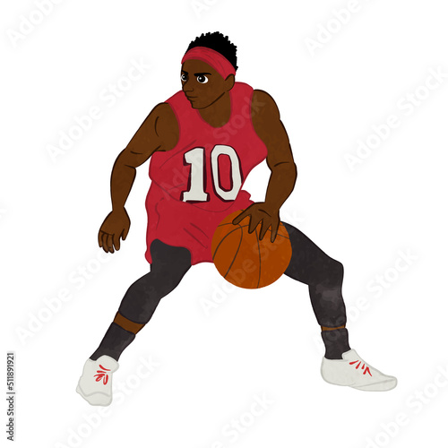 A cool basketball player defensively dribbling 02