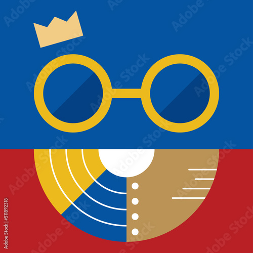 Geometric abstract happy, king, vector illustration. Modern cool geometric shapes