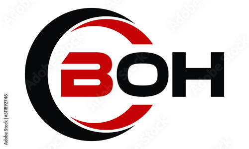 BOH three letter swoosh logo design vector template | monogram logo | abstract logo | wordmark logo | letter mark logo | business logo | brand logo | flat logo | minimalist logo | text | word | symbol