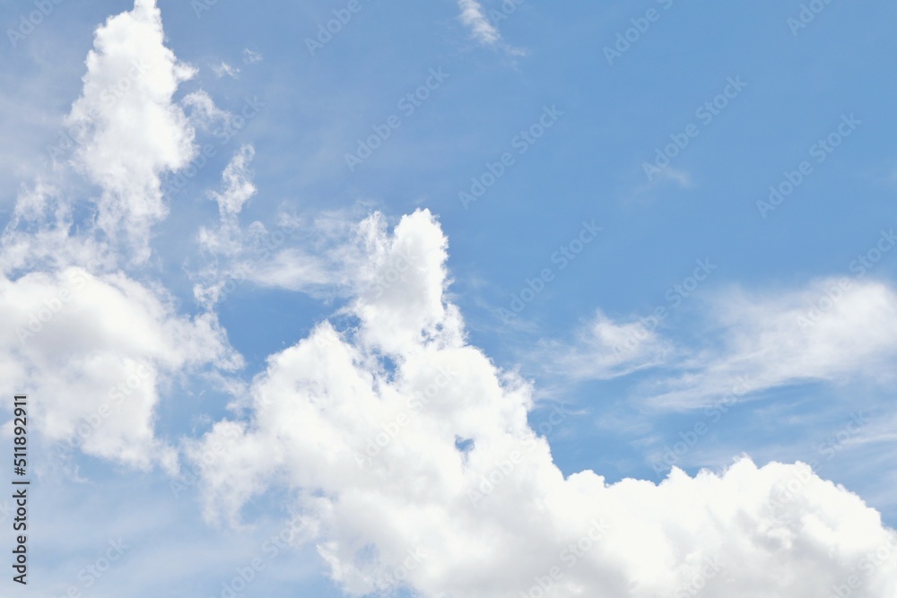 The fluffy cloud in the light blue sky in sunny day. The fluffy cloud in the light blue sky in sunny day.