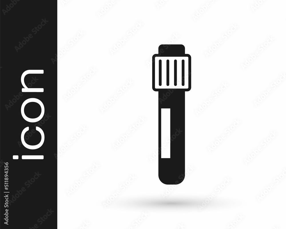 Black Test tube and flask chemical laboratory test icon isolated on white background. Laboratory glassware sign. Vector