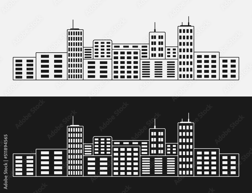 city skyline vector line illustration