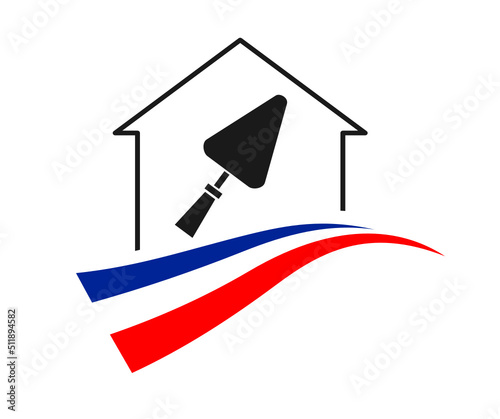 logo de maçon, bleu, blanc, rouge