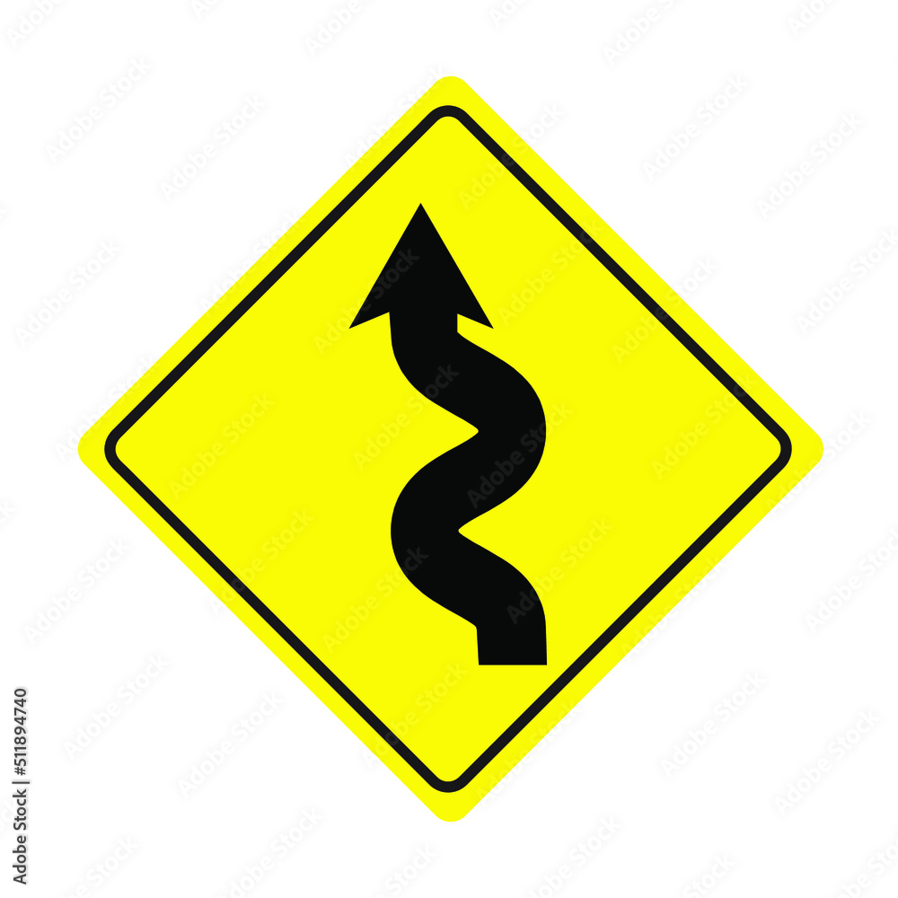 Winding Road Sign. illustration vector of winding road sign. EPS10 Winding Road Sign. illustration vector of winding road sign. EPS10
