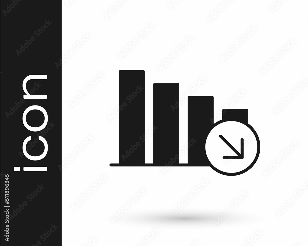 Black Financial growth decrease icon isolated on white background. Increasing revenue. Vector Black Financial growth decrease icon isolated on white background. Increasing revenue. Vector