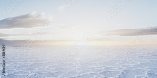 Photography Ice ground with crack pattern, 3d rendering.