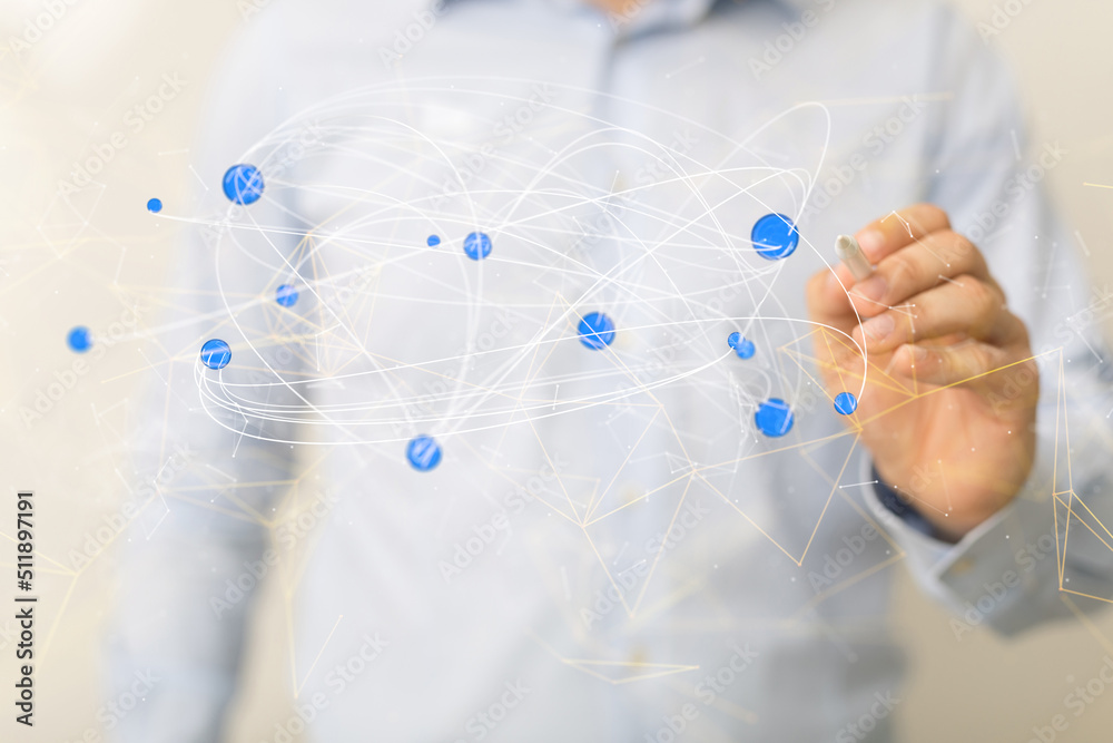 Global network. Blockchain. 3D illustration. Neural networks and artificial intelligence. Abstract Global network. Blockchain. 3D illustration. Neural networks and artificial intelligence. Abstract