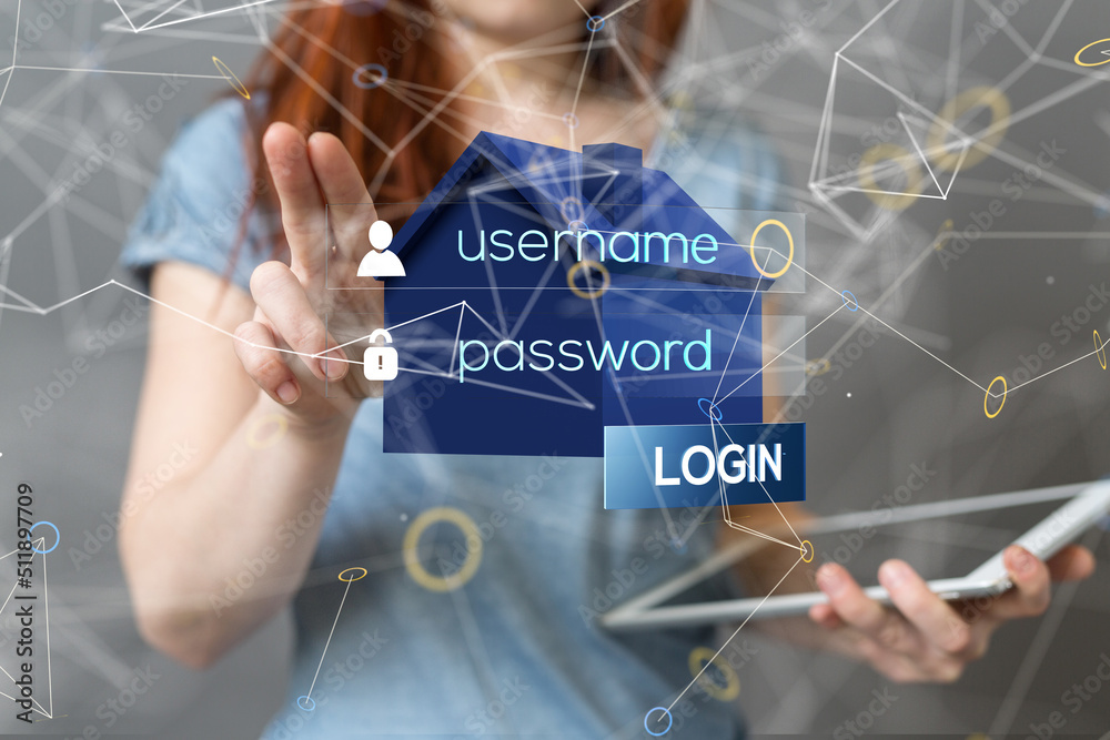 Fototapeta premium home data. Digital cyberspace with particles and Digital data network connections concept.