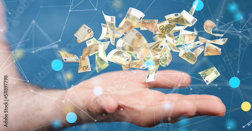 bill euro banknote in hand ...