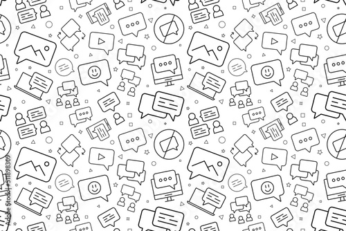 Vector online chatting pattern. Online chatting seamless background	
