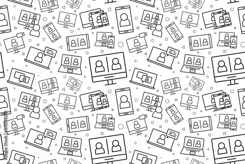 Vector online meeting pattern. Online meeting seamless background	

