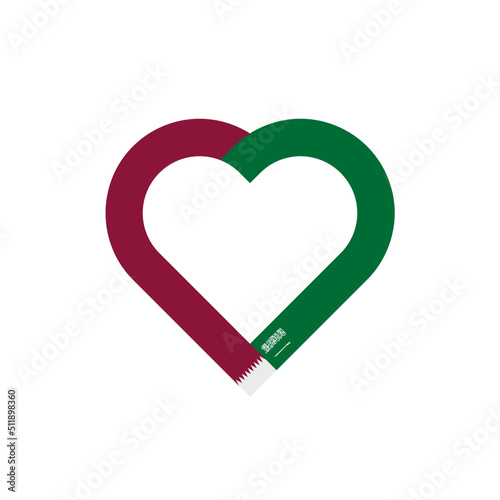 unity concept. heart ribbon icon of qatari and saudi arabian flags. vector illustration isolated on white background