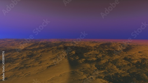 landscape on planet Mars  scenic desert scene on the red planet 