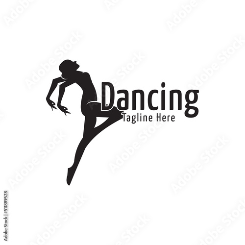 Vector logo design of dancing woman silhouette, dancing illustration