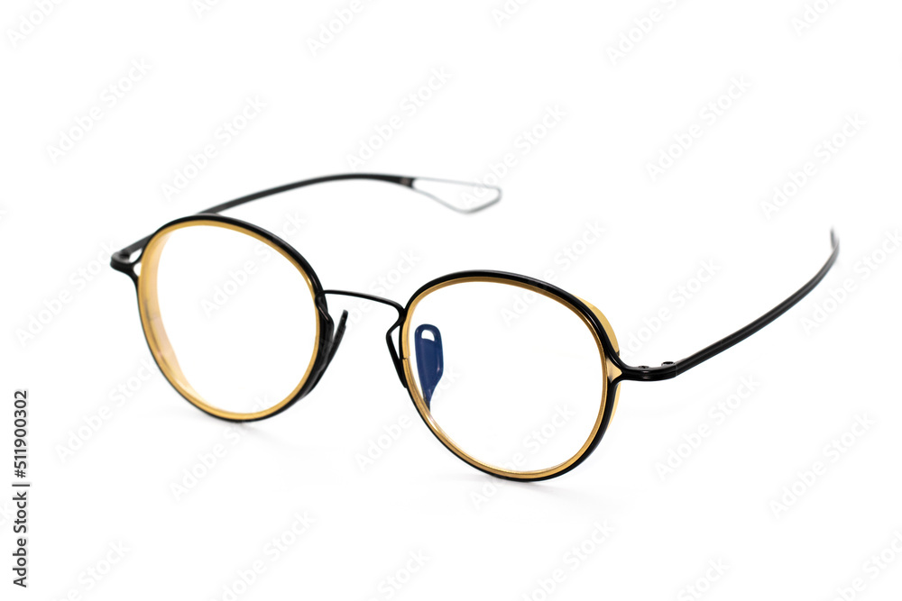 Image of modern fashionable spectacles isolated on white background, Eyewear, Glasses.