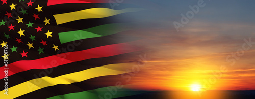Cuadro en lienzo Alternative Juneteenth Flag with sunrise or sunset
