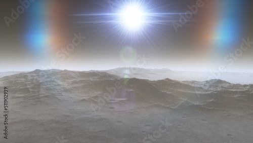 Fototapeta Naklejka Na Ścianę i Meble -  landscape on planet Mars, scenic desert scene on the red planet
