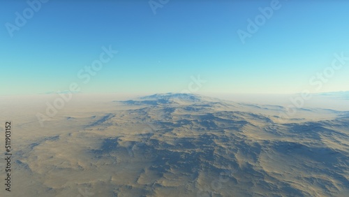 landscape on planet Mars  scenic desert scene on the red planet 