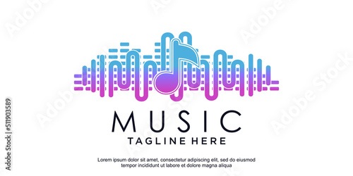 Music logo design with modern concept premium vector Premium Vector