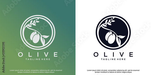 Olive logo design vector with creative abstract concept Premium Vector