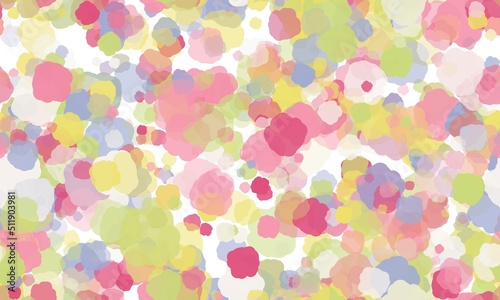 Abstract shaped multicolored spots on the whote background. Seamless pattern. Soft pastel colors