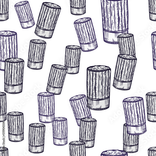 High chef hat sketch seamless pattern. Kitchen traditional element for cook in hand drawn style.