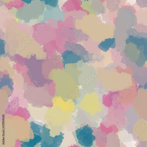 Abstract brush strokes with different colors, different shapes and textures. Seamless pattern
