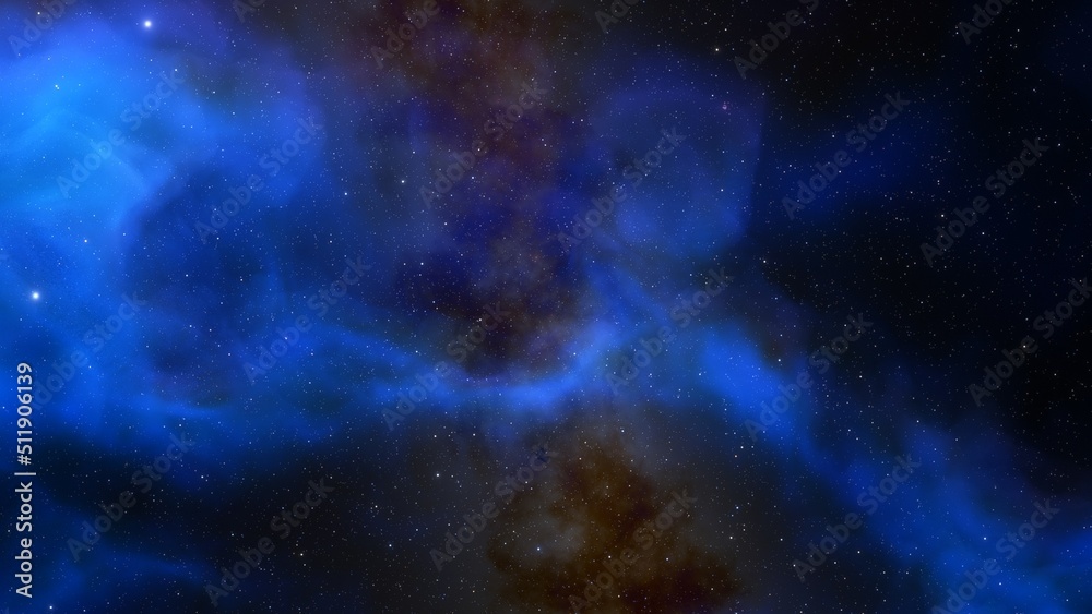 colorful space background with stars, nebula gas cloud in deep outer space, science fiction illustrarion 3d render