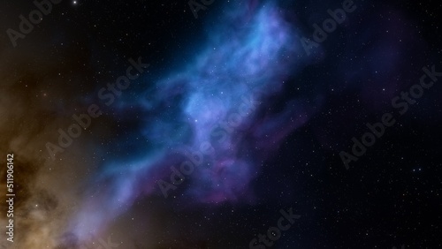 Fototapeta Naklejka Na Ścianę i Meble -  colorful space background with stars, nebula gas cloud in deep outer space, science fiction illustrarion 3d render